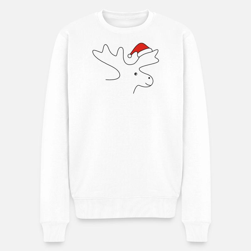 Weihnachtselch - Männer Premium Bio Pullover - Weiß