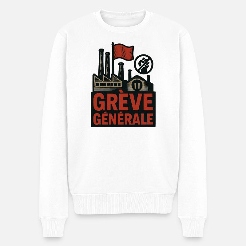 Grève générale - Pull Premium bio Homme - blanc