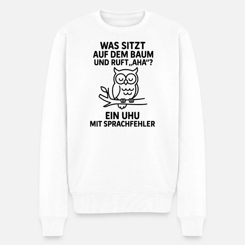 uhu sprachfehler witz - Männer Premium Bio Pullover - Weiß