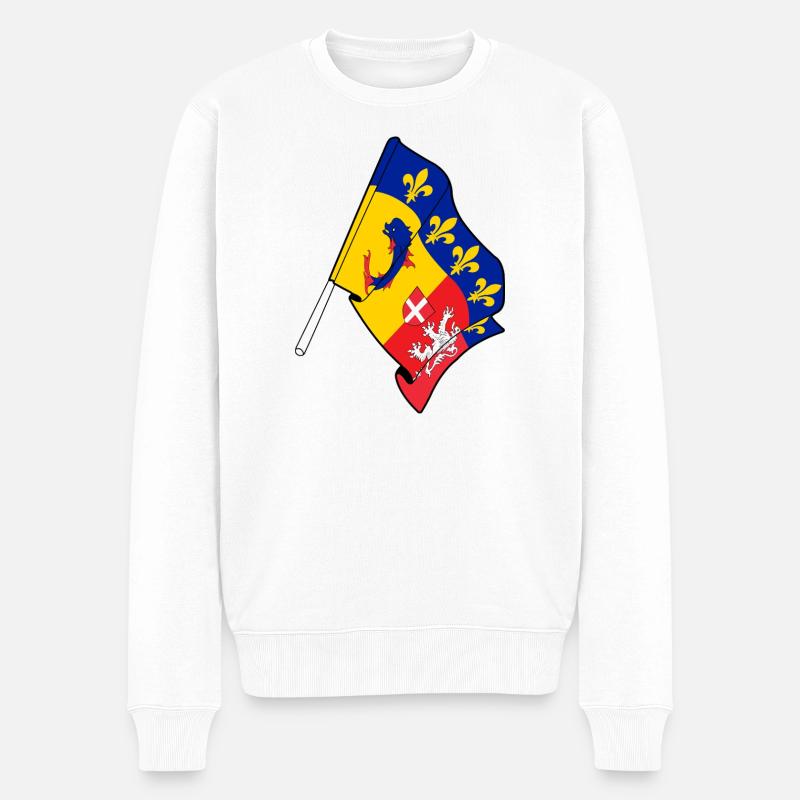 Rhône-Alpes-Flagge - Männer Premium Bio Pullover - Weiß