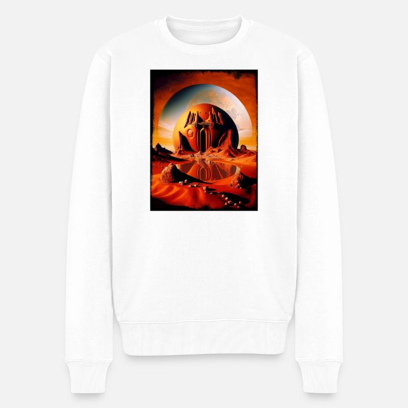 Roter Mondtempel Desert Sphere - Männer Premium Bio Pullover - Weiß