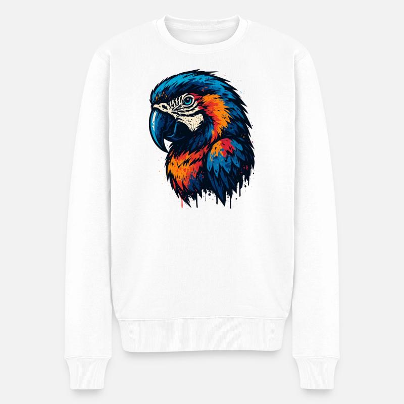 Prachtvoller Papageienkopf - Männer Premium Bio Pullover - Weiß