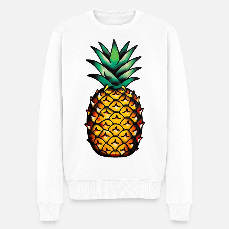 Tatouage classique : ananas - Pull Premium bio Homme - blanc