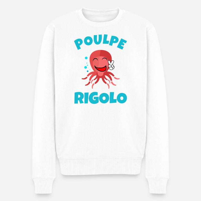 Lustige Oktopus-Cartoon-Illustration - Männer Premium Bio Pullover - Weiß
