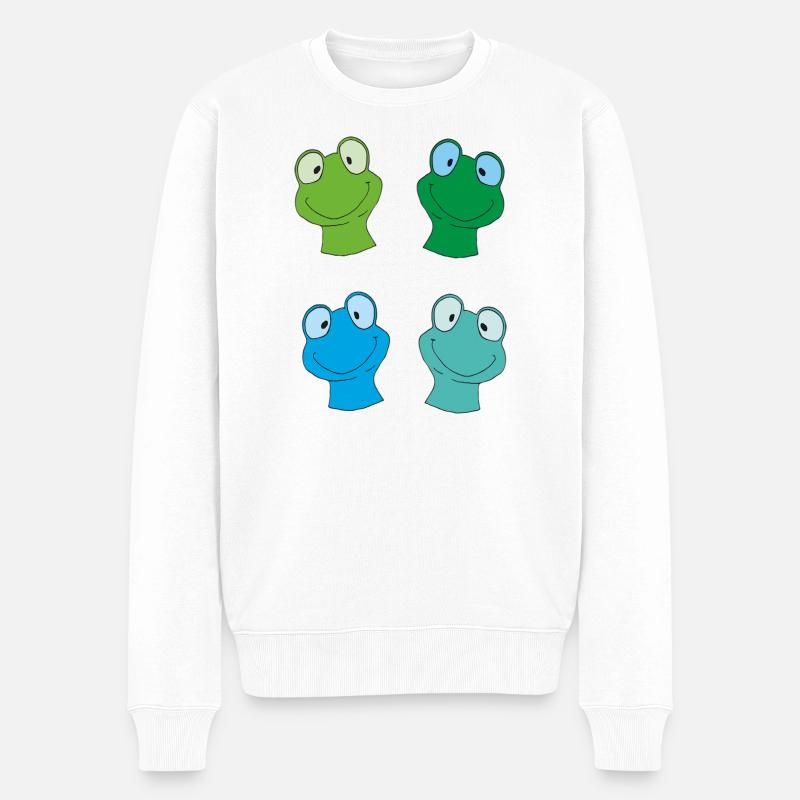 Kunterbunte Froschgesichter - Männer Premium Bio Pullover - Weiß