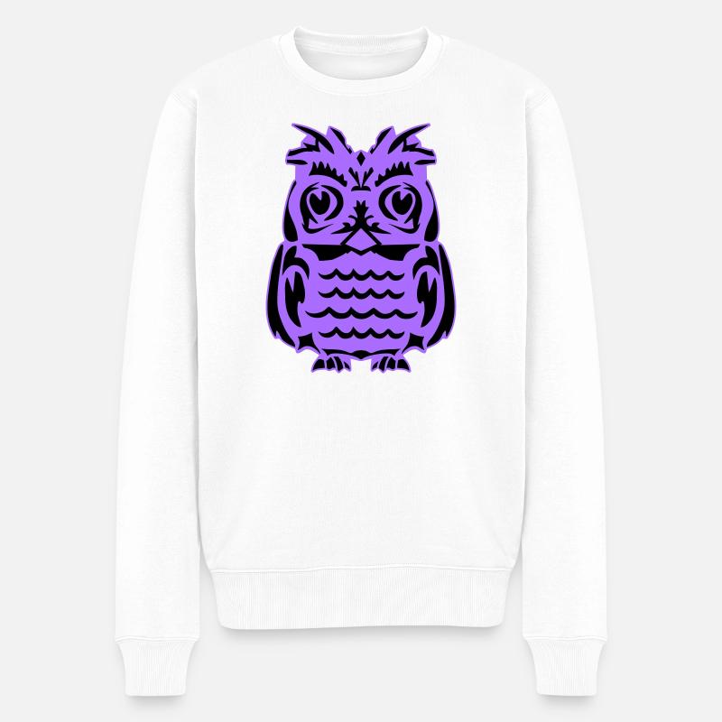Silhouette de la chouette violette - Pull Premium bio Homme - blanc