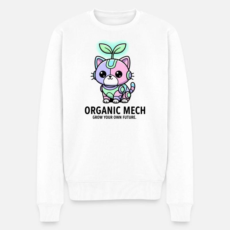 Kawaii Biopunk Roboter Kätzchen-Sprossen-Kunst - Männer Premium Bio Pullover - Weiß