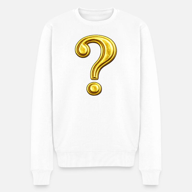 Goldenes Fragezeichen Design - Männer Premium Bio Pullover - Weiß