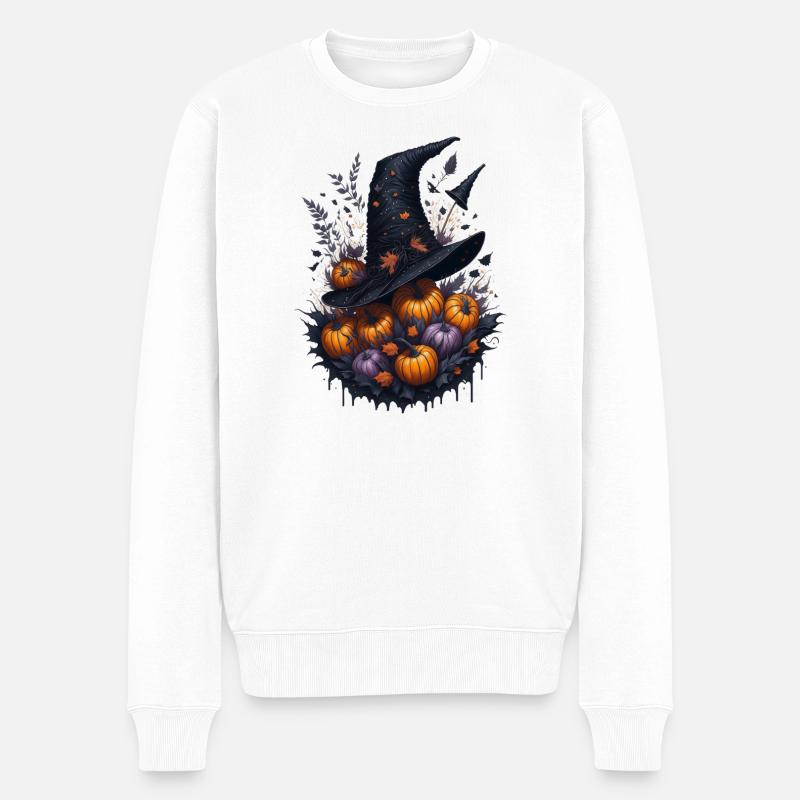 Hexenhut Pumpkin Herbstzauber - Männer Premium Bio Pullover - Weiß
