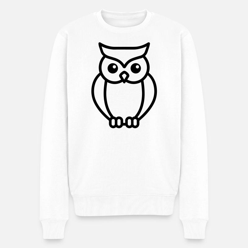 Eule - Männer Premium Bio Pullover - Weiß