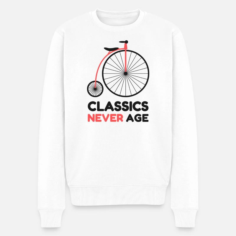 Classics Never Age Penny-Farthing Retro-Radfahren - Männer Premium Bio Pullover - Weiß