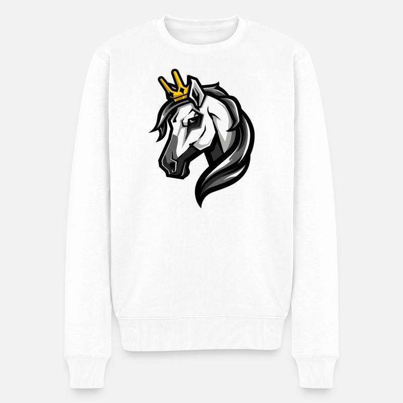 Couronne de tête de cheval - Pull Premium bio Homme - blanc