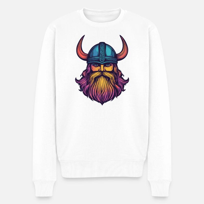 Wikinger Helm - Männer Premium Bio Pullover - Weiß