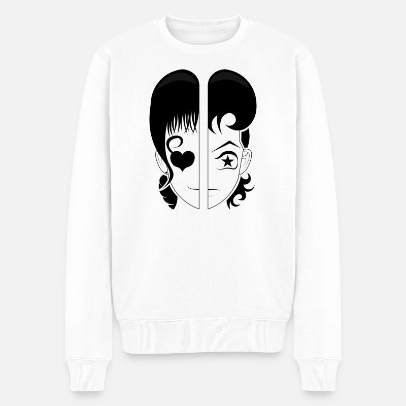 Doppelgesicht: Herz und Stern - Männer Premium Bio Pullover - Weiß