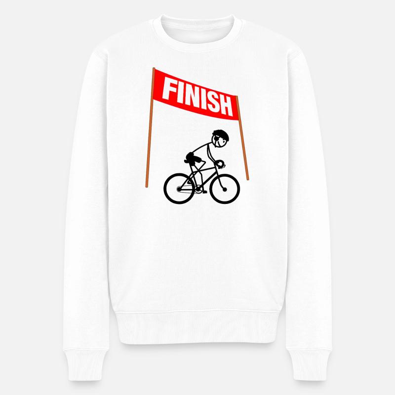 Junger Radfahrer-Finisher - Männer Premium Bio Pullover - Weiß