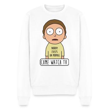 Rick And Morty Come Watch TV Quote - Men's Premium Organic Jumper - white - Front - Thijin (182cm)