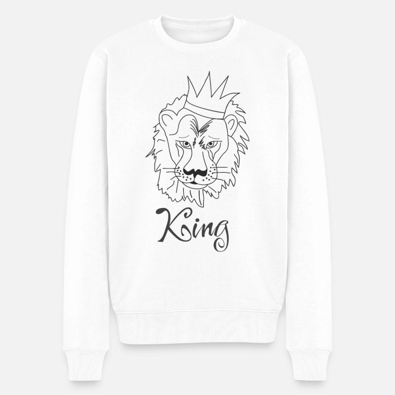 Lion King - Männer Premium Bio Pullover - Weiß