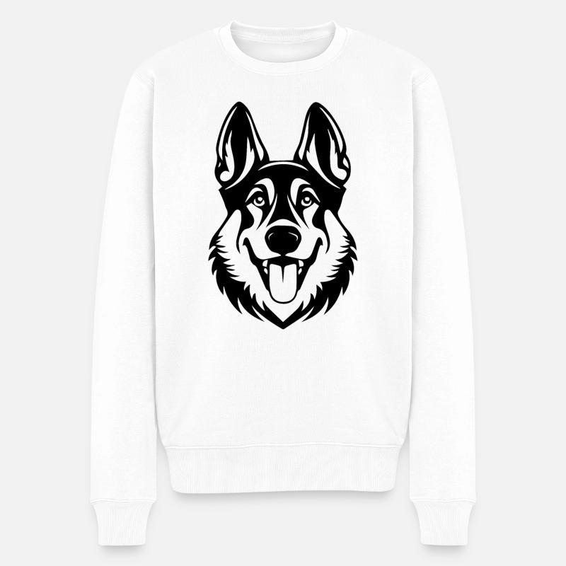 Schäferhund Hund Hundekopf - Männer Premium Bio Pullover - Weiß