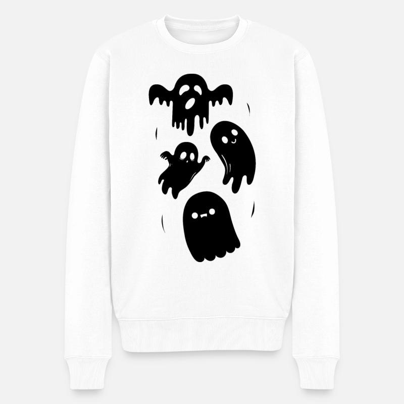 lustiger Geist - Spuk Geisterstunde Grusel - Männer Premium Bio Pullover - Weiß