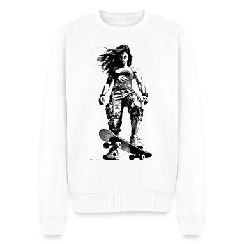 Chemise Skate Queen – La route vous appelle ! - Pull Premium bio Homme - blanc - Devant - Thijin (182cm)
