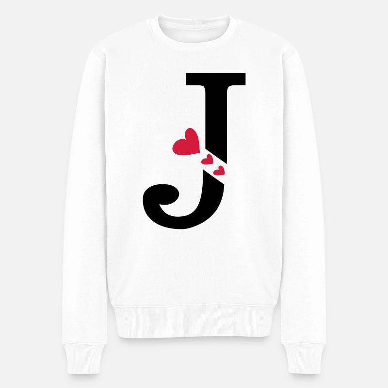 Capital lettre J avec des coeurs - Pull Premium bio Homme - blanc