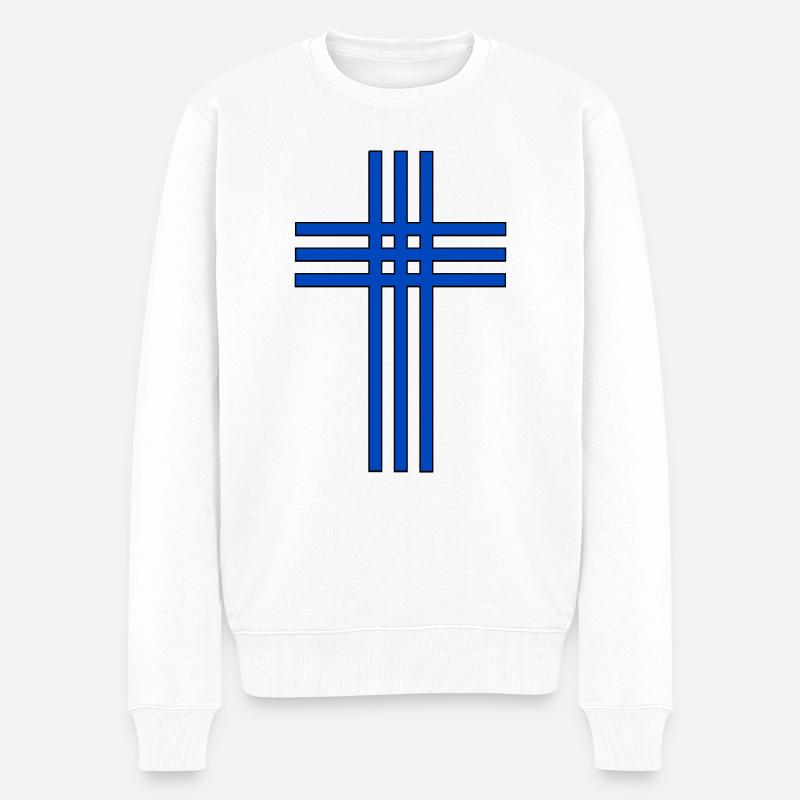 Kreuz - Männer Premium Bio Pullover - Weiß