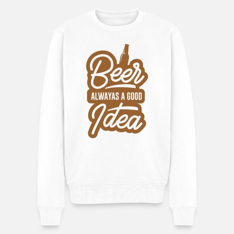 Bier Immer Eine Gute Idee - Männer Premium Bio Pullover - Weiß