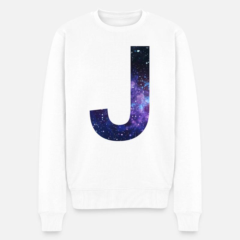 Galaxie J Buchstabe Weltall Sterne Geschenk Idee - Männer Premium Bio Pullover - Weiß