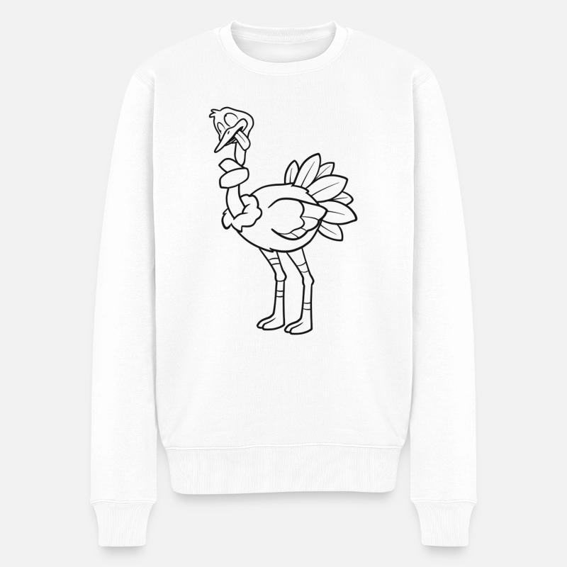 Verrückter Vogel Strauß mit Knoten im Hals - Männer Premium Bio Pullover - Weiß