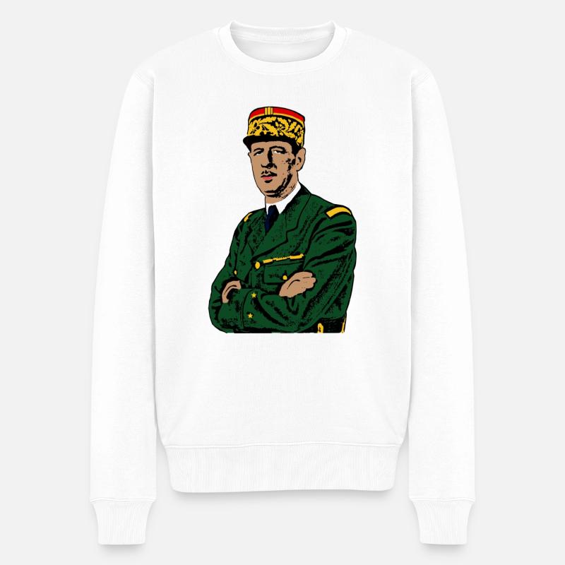 Charles de Gaulle - Männer Premium Bio Pullover - Weiß