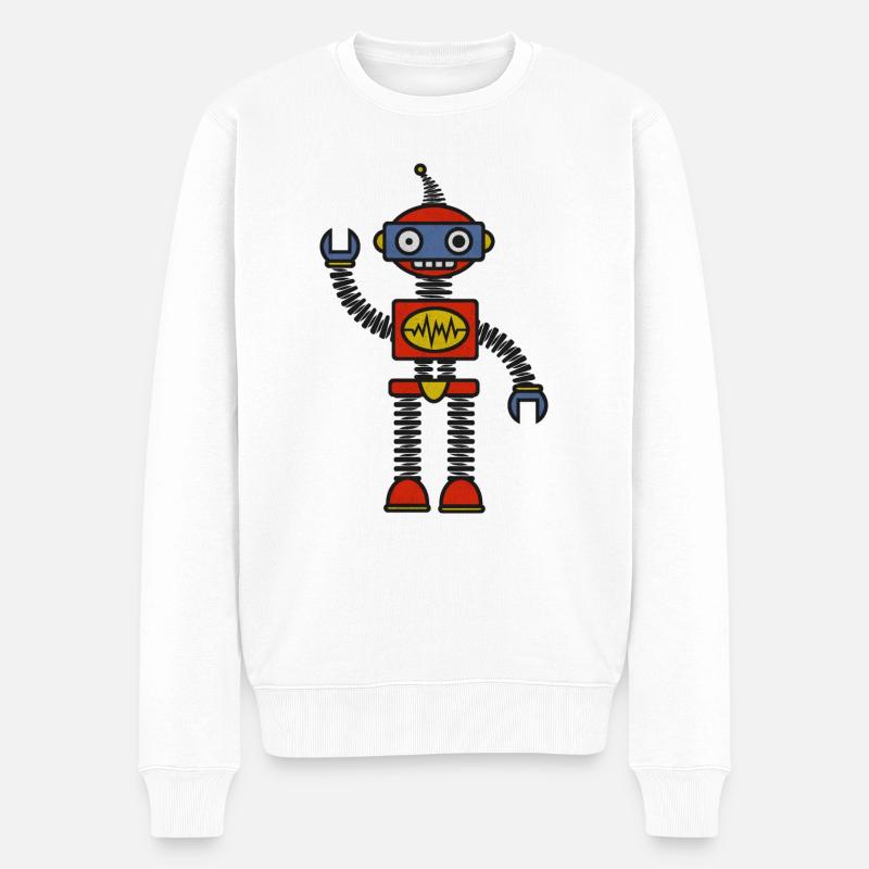 Roboter - Männer Premium Bio Pullover - Weiß