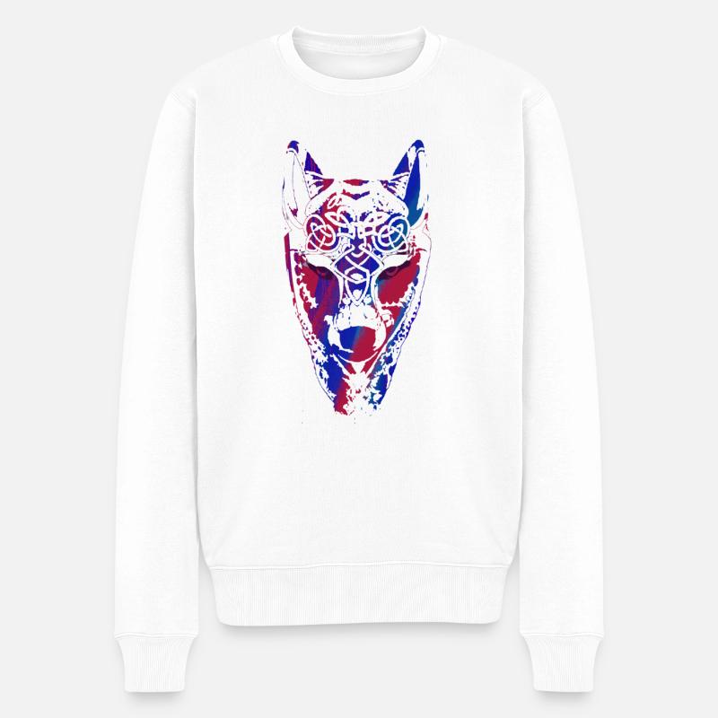Wolf, Wikinger, germanen, asgard, midgard,valhalla - Männer Premium Bio Pullover - Weiß