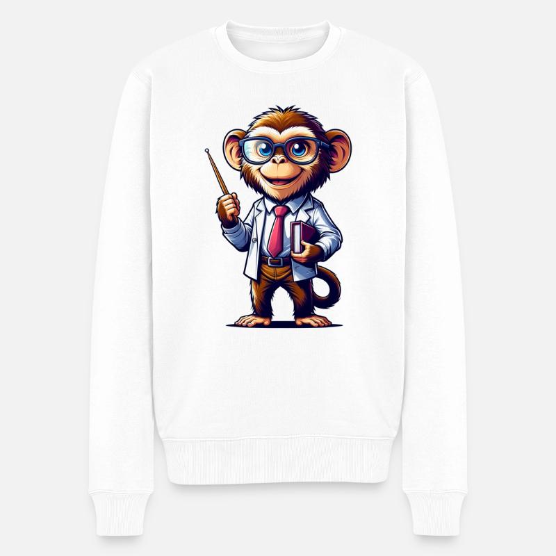 Cute Monkey Teacher - Männer Premium Bio Pullover - Weiß