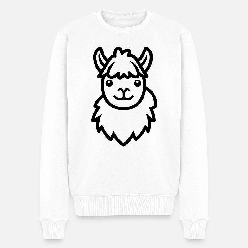 Alpaka-Lama - Männer Premium Bio Pullover - Weiß
