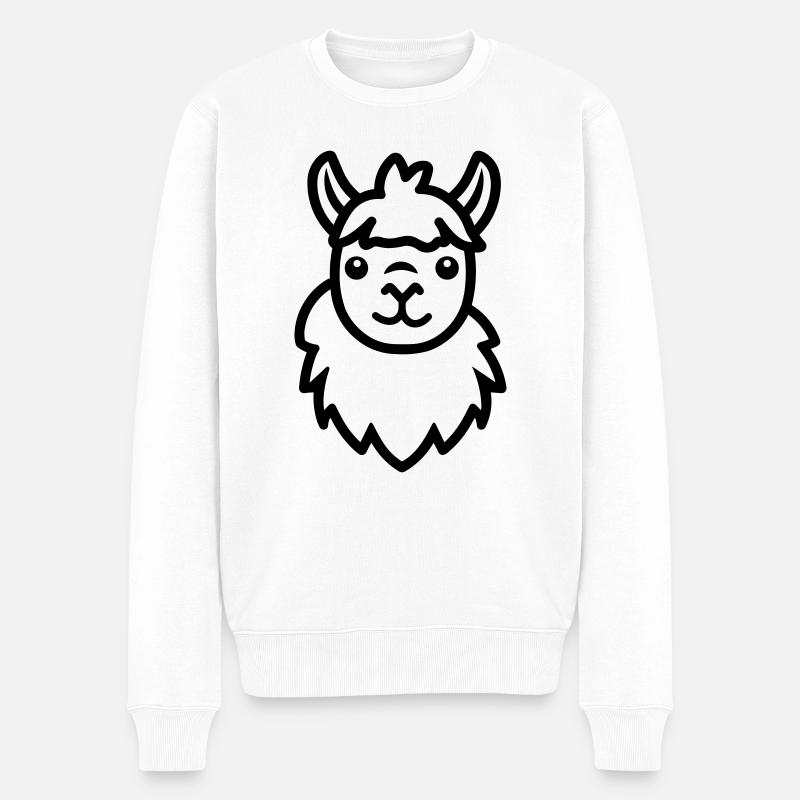 Alpaka-Lama - Männer Premium Bio Pullover - Weiß