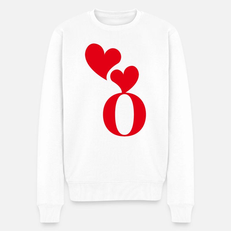 Buchstabe o rotes Herz - Männer Premium Bio Pullover - Weiß