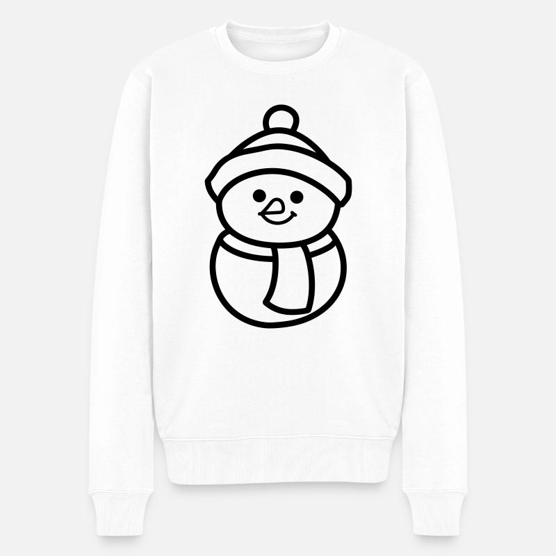 Schneemann - Männer Premium Bio Pullover - Weiß