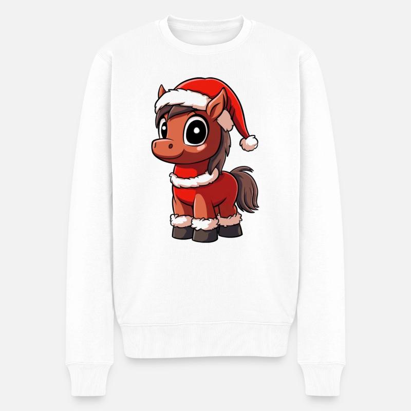 Poneys Noël - Pull Premium bio Homme - blanc