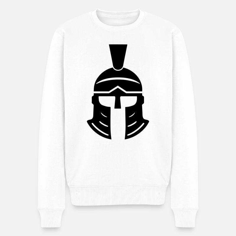 Spartanischer Helm - Männer Premium Bio Pullover - Weiß