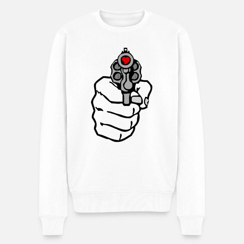 Liebe Schuss - Männer Premium Bio Pullover - Weiß