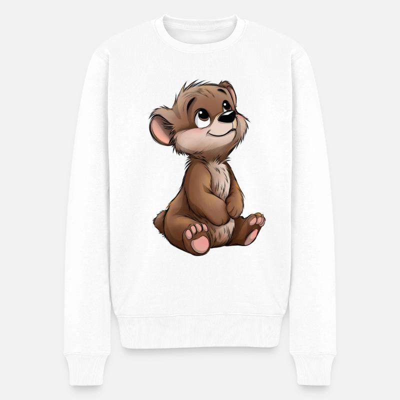 Niedlicher Bär - Männer Premium Bio Pullover - Weiß