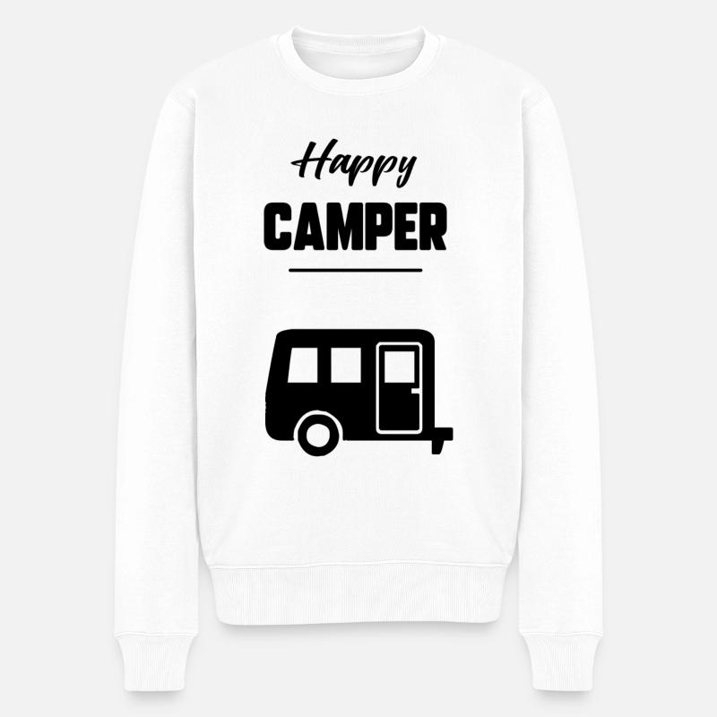 Glücklicher Camper - Männer Premium Bio Pullover - Weiß