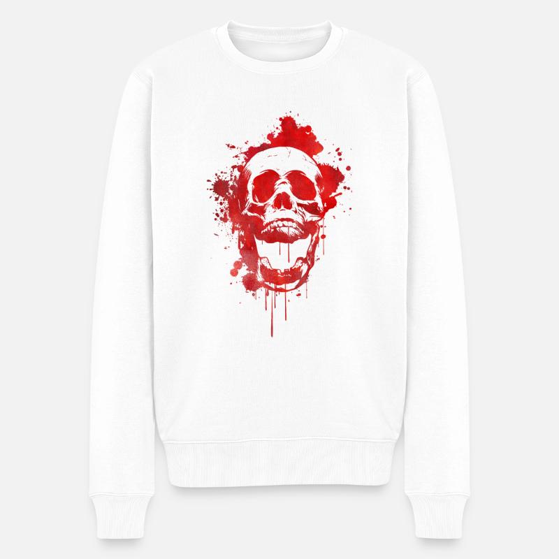 Crâne d'éclaboussure de sang / crâne de la mort - Pull Premium bio Homme - blanc