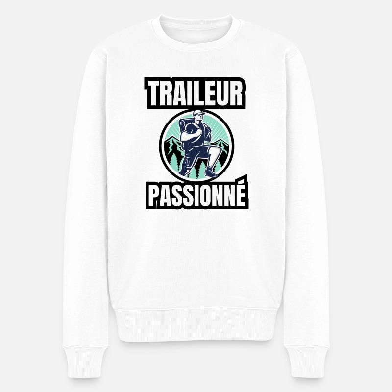traileur passionné - Pull Premium bio Homme - blanc