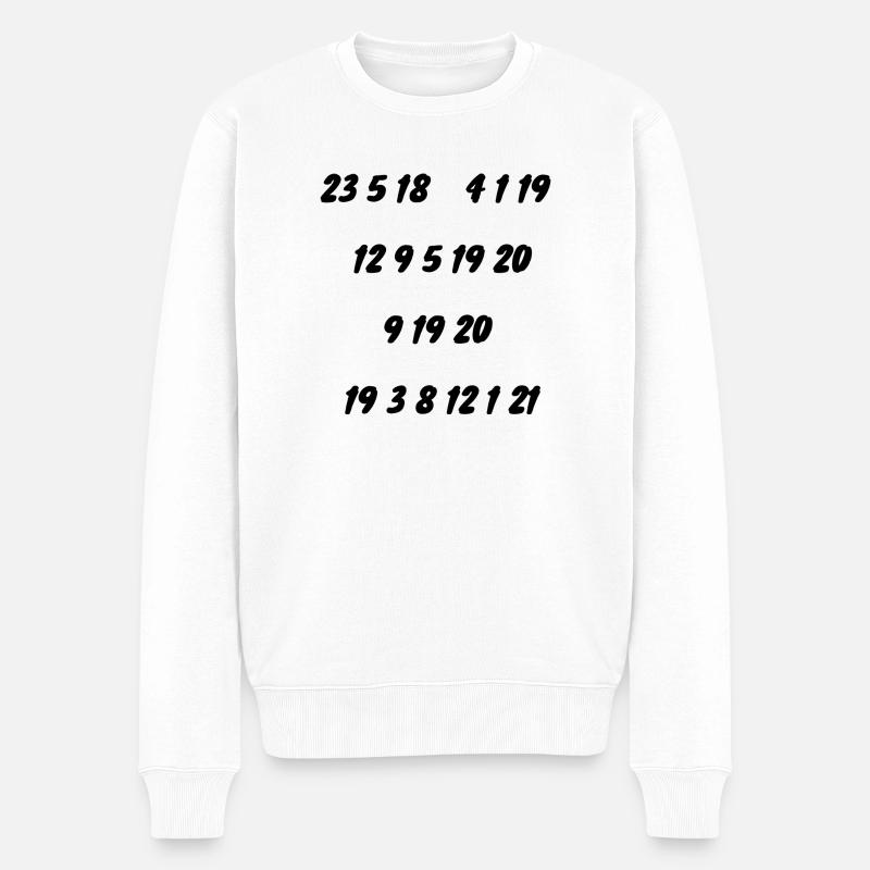 Wer das liest ist schlau in Zahlen - Männer Premium Bio Pullover - Weiß