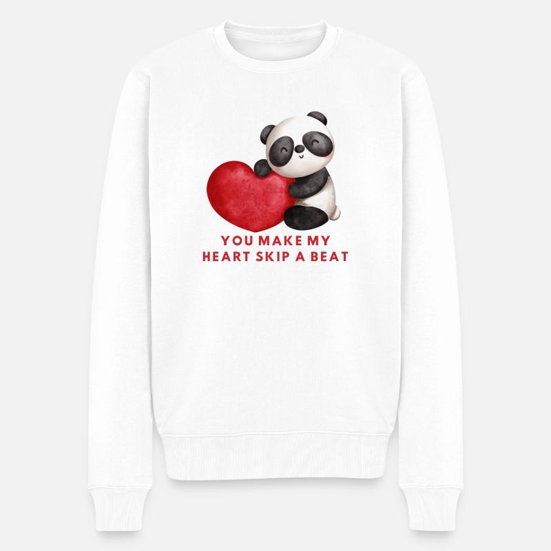 YOU MAKE MY HEART SKIP A BEAT - Männer Premium Bio Pullover - Weiß