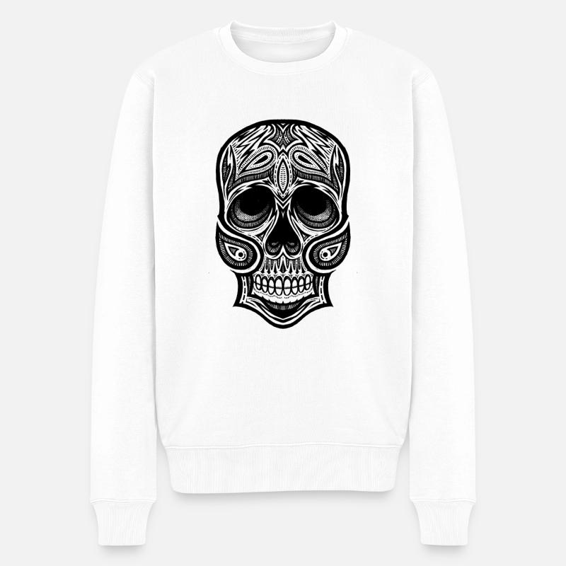 Skull tribal head - Édition limitée - Pull Premium bio Homme - blanc