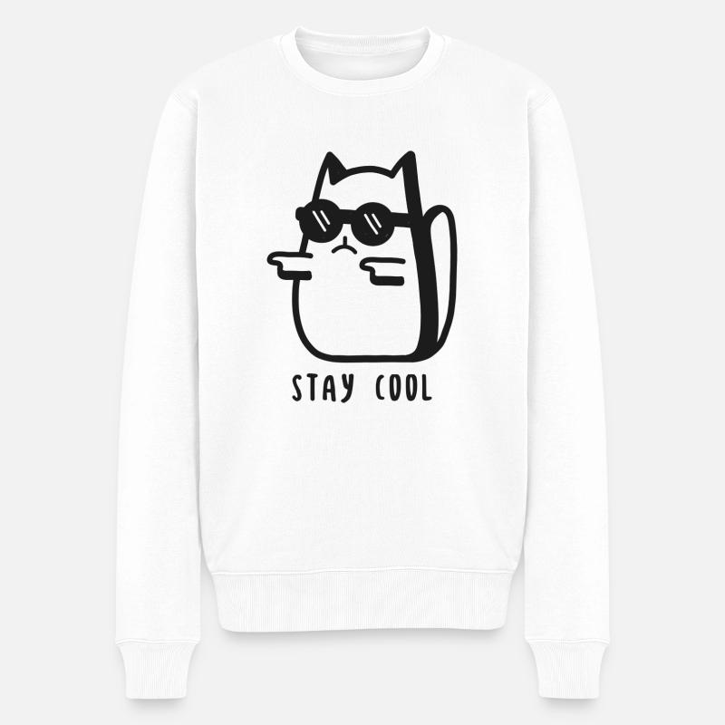 CAT STAY COOL - Pull Premium bio Homme - blanc