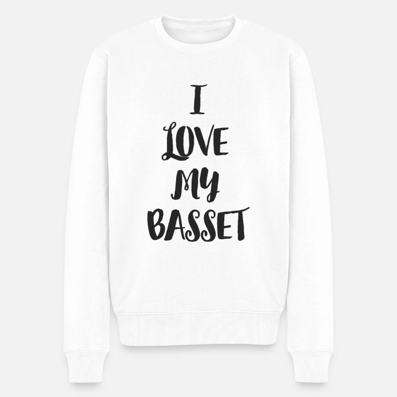 Ich liebe meinen Basset - Männer Premium Bio Pullover - Weiß