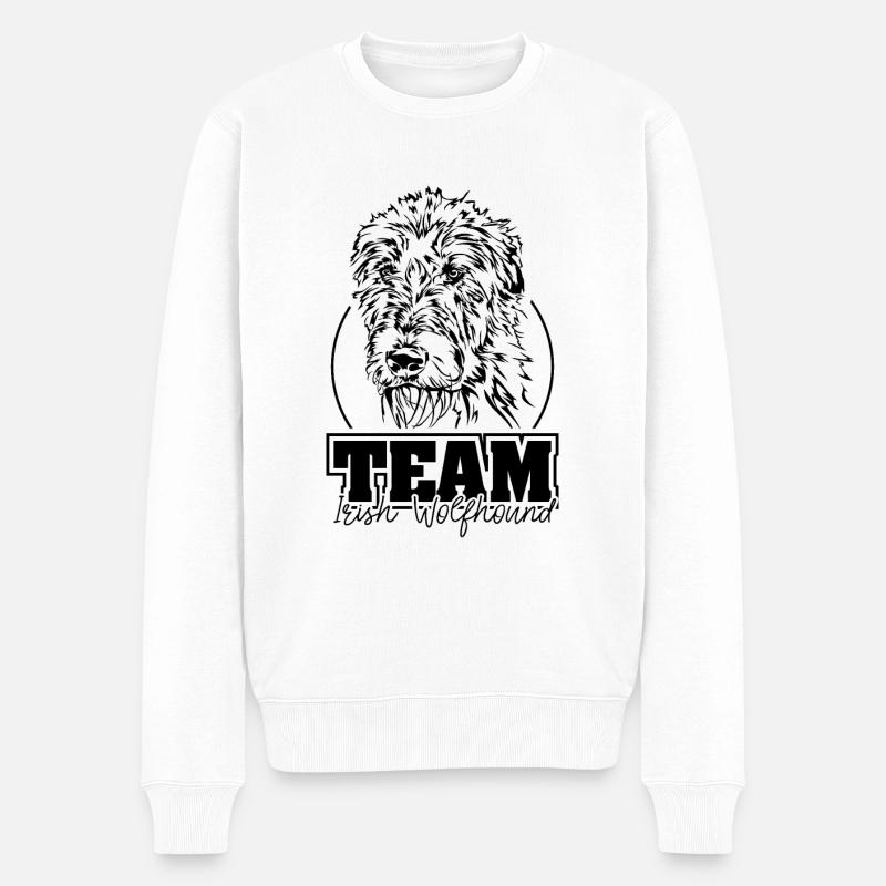 TEAM IRISH WOLFHOUND Hunde Windhunde Wilsigns - Männer Premium Bio Pullover - Weiß